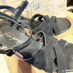 Free People Black Crisscross Sandals